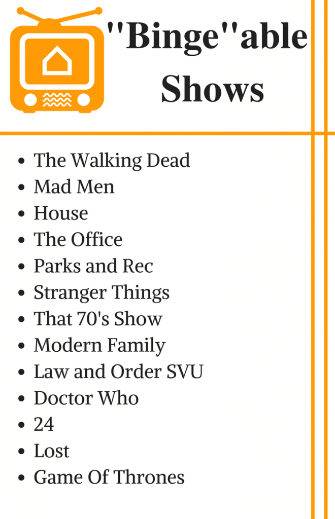 A list of shows worth binge watching on tv.
